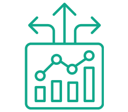 Das Icon zeigt ein Diagram auf einem Rechteck, aus dem Pfeile herausreichen.