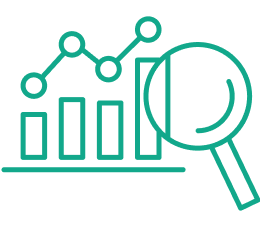 Das Icon zeigt ein Diagramm, das durch eine Lupe vergrößert wird.